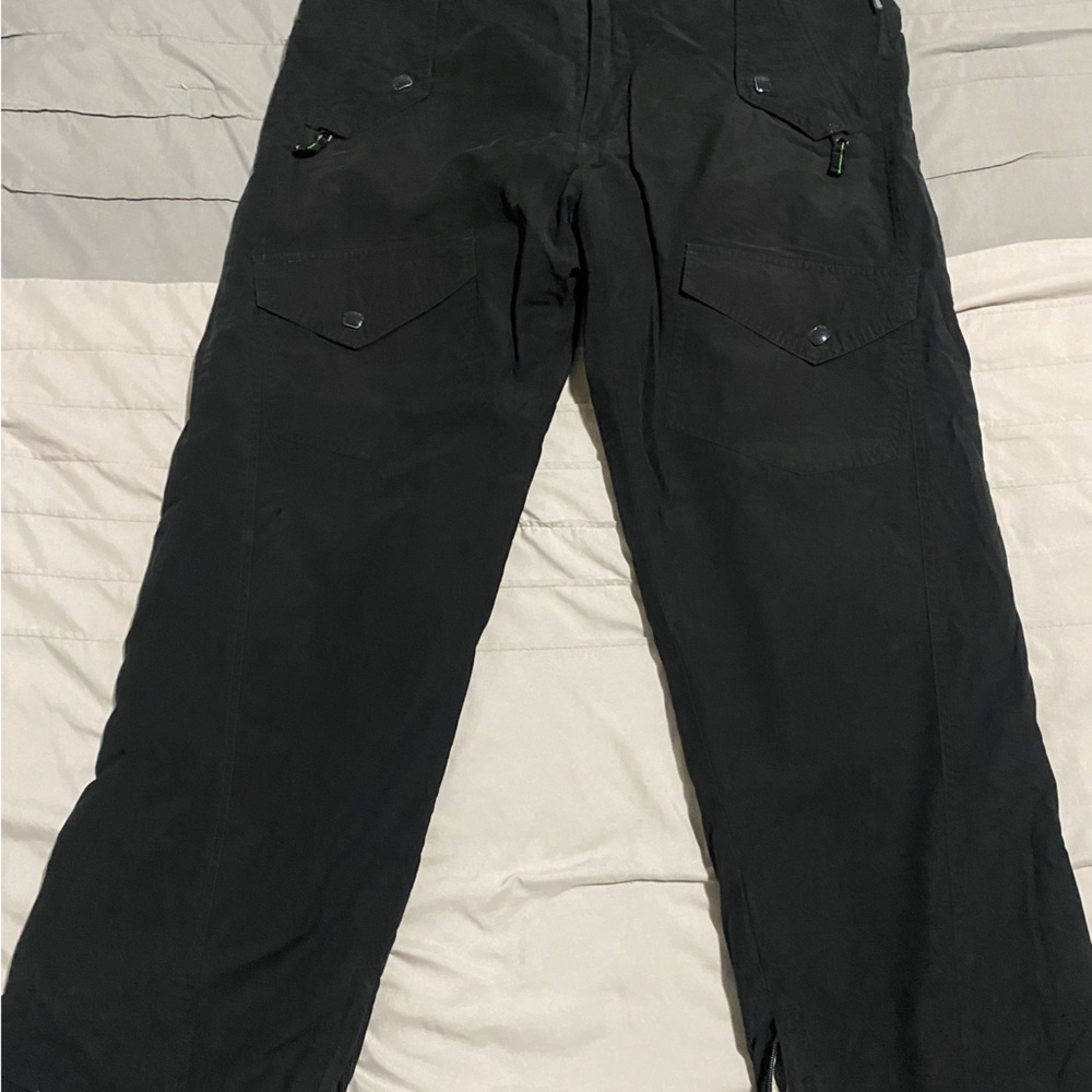 Black cargo pants with adjustable waist